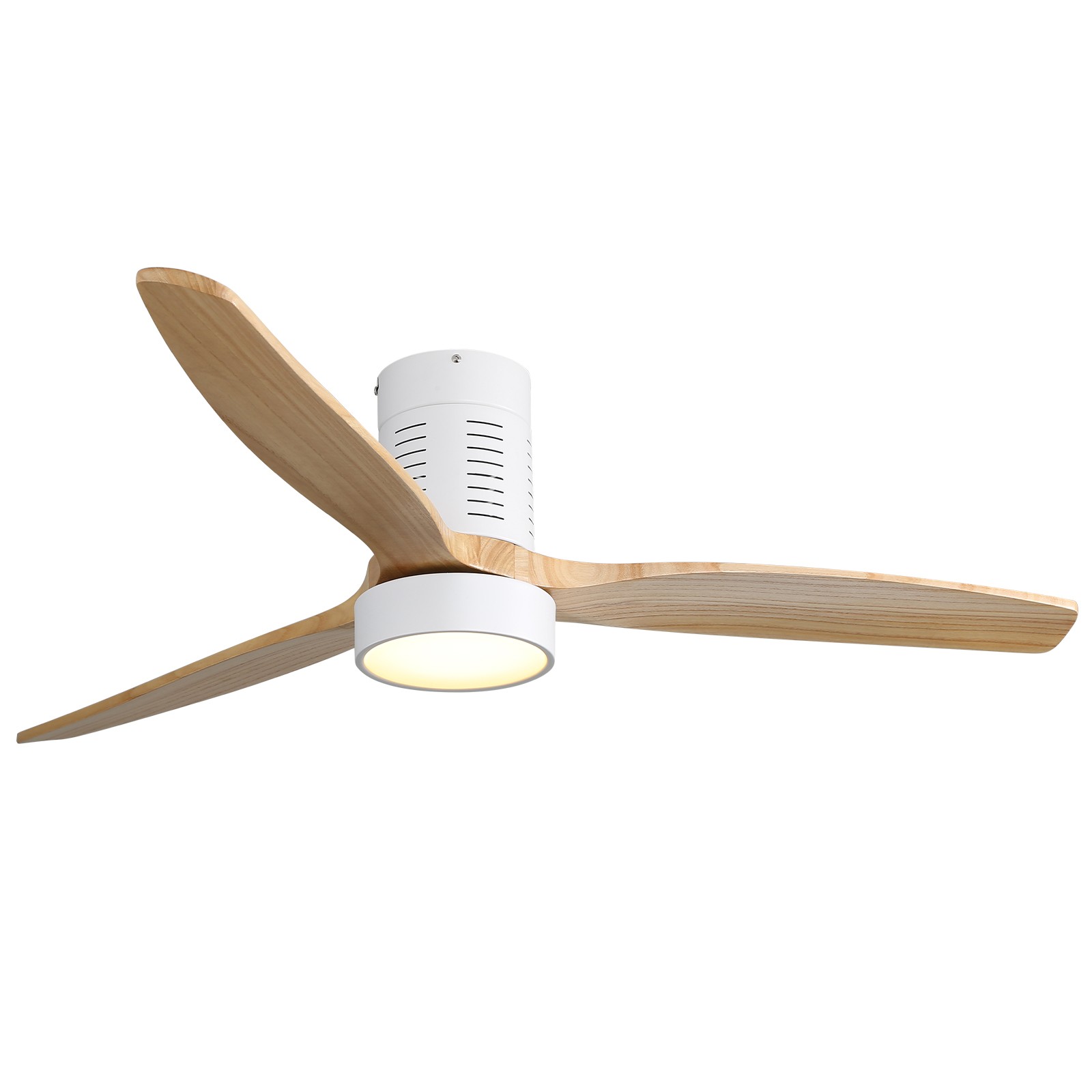 Bedroom Ceiling Fan With Integrated LED & Remote & Solid Wood Blades Reversible