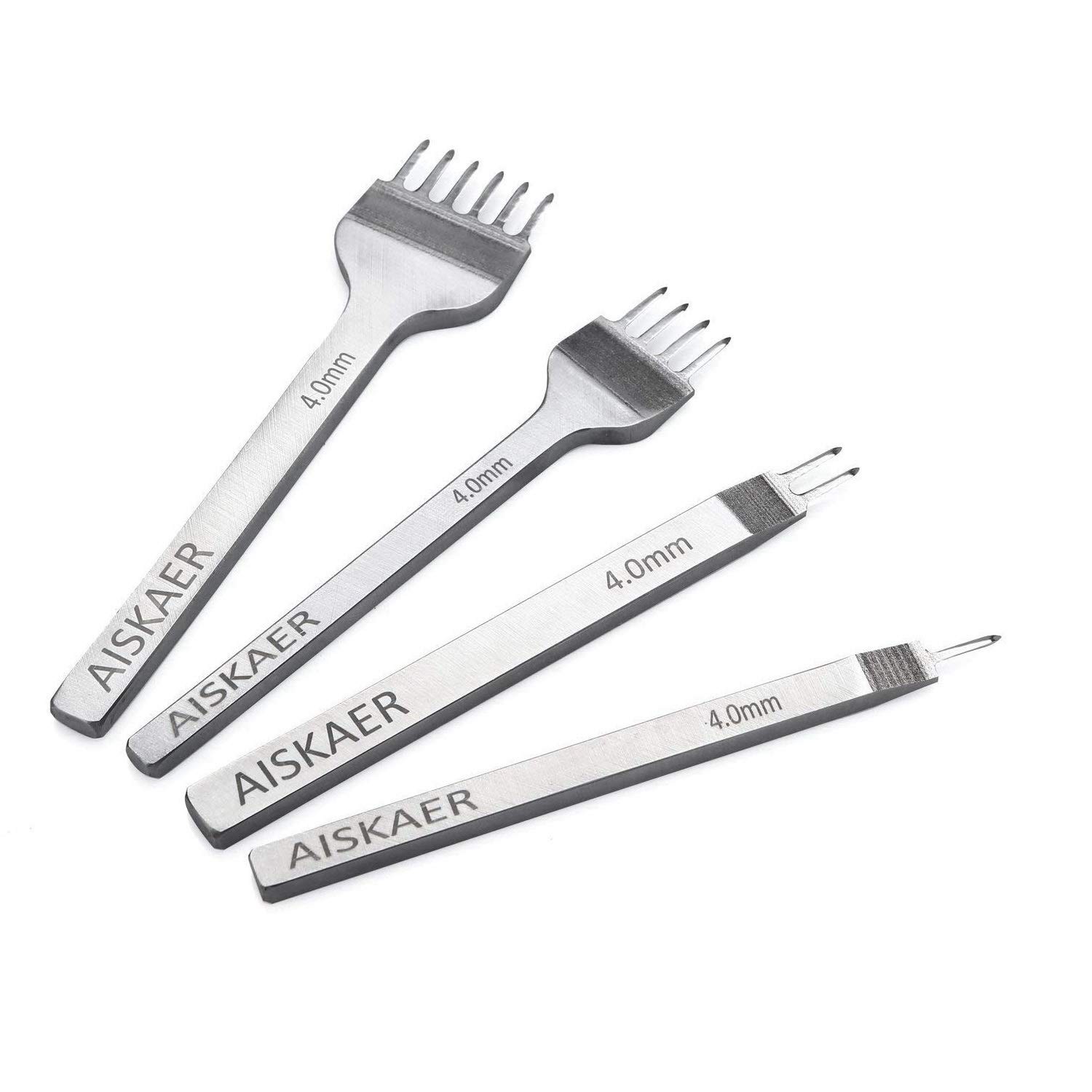 Aiskaer Leather Stitching Punch Set, Diamond Chisel Tools, 4mm 4mm, Silver