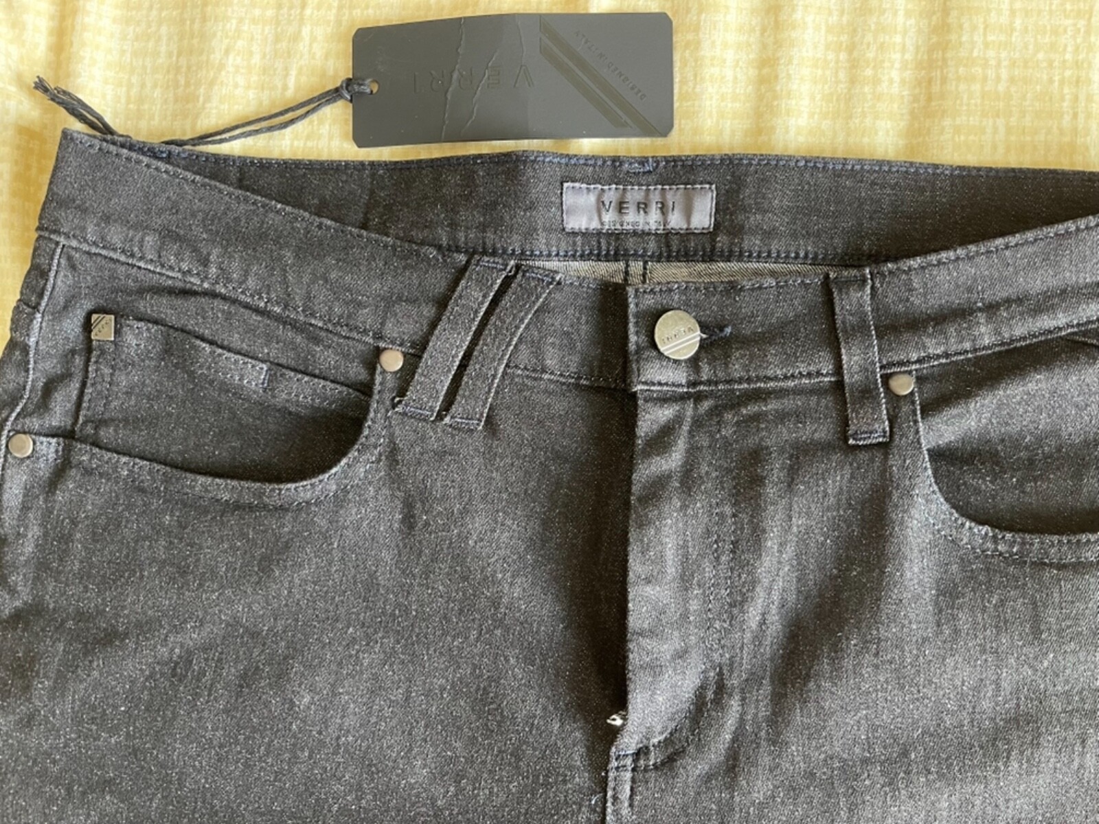 NWT VERRI Men’s Black Skinny Stretchy Denim Jeans US 34 / EU 50 Made in ITALY