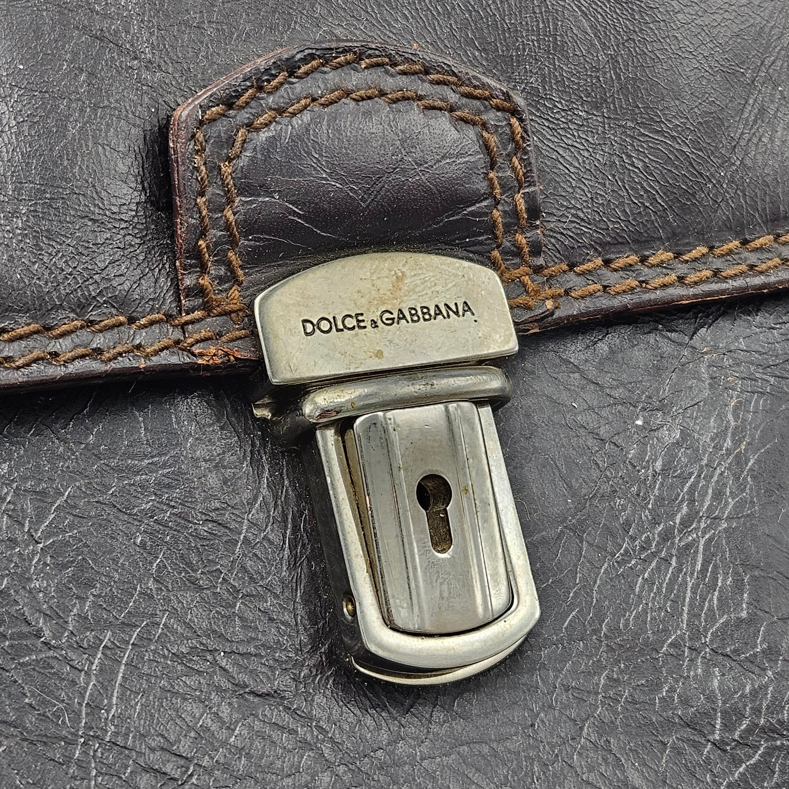 Vintage Dolce & Gabbana Black Leather Briefcase