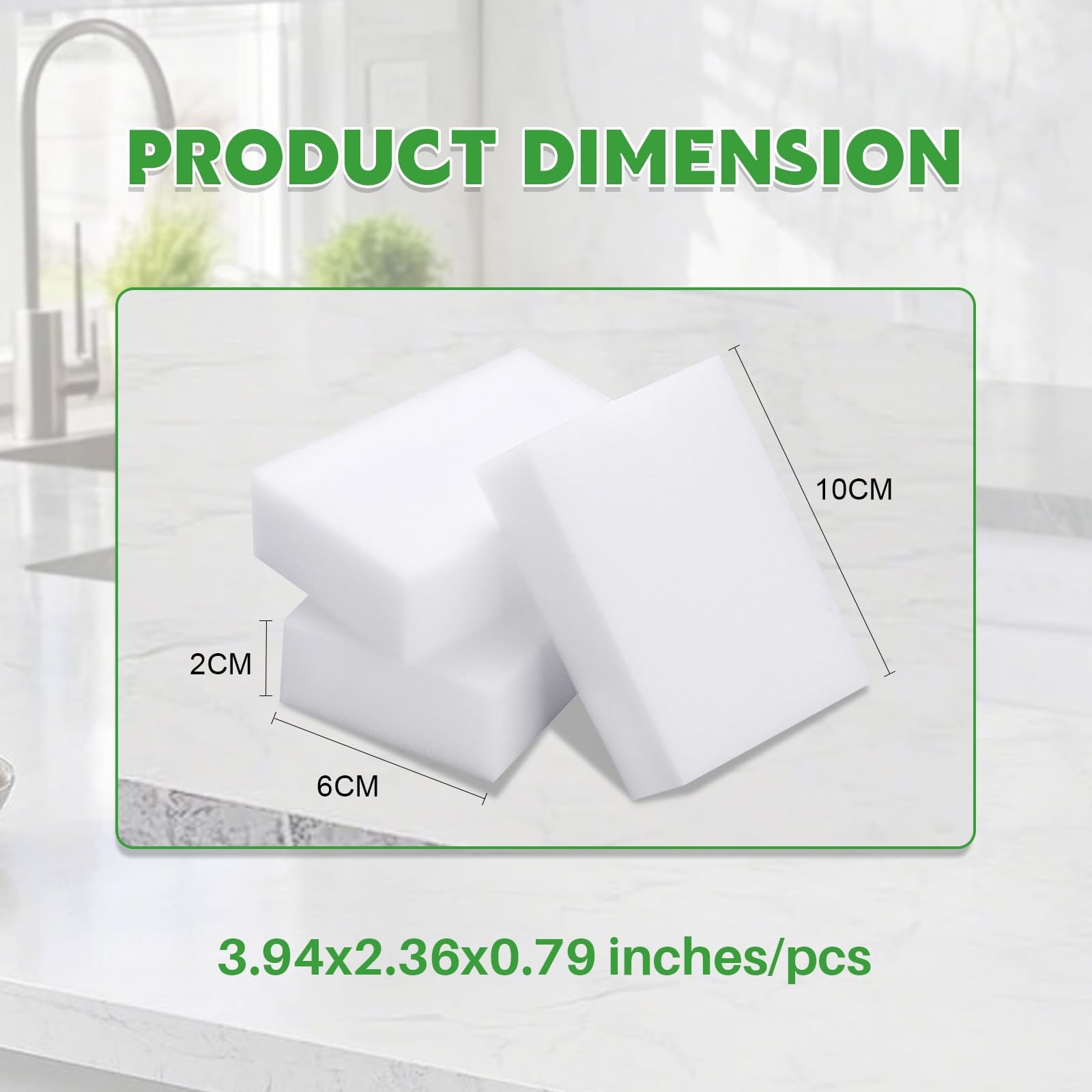 Magic Sponge Bulk Pack, 6 Dense Melamine Erasers, Bathroom Kitchen