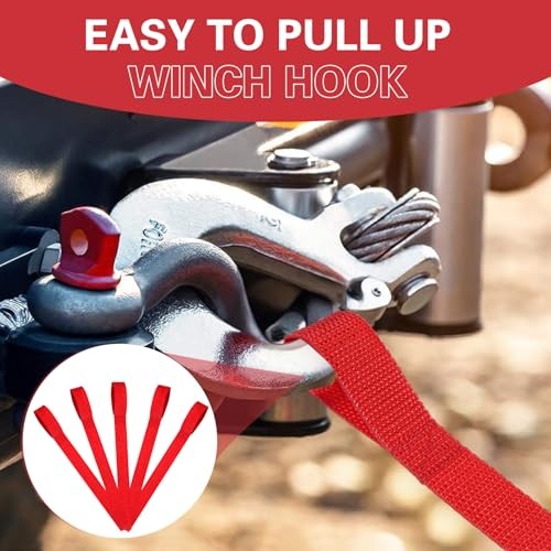 5 Piece Winch Hook Pull Straps 11'' Long Nylon Winch Strap 1 '' Wide Red