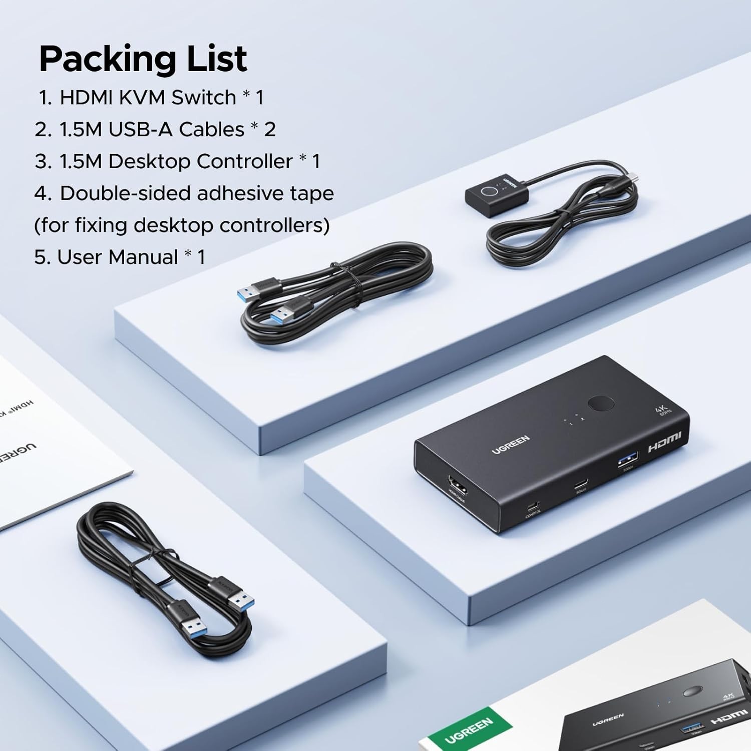 Driver-Free HDMI KVM Switch - Effortlessly Connect 2 Computers & USB Devices