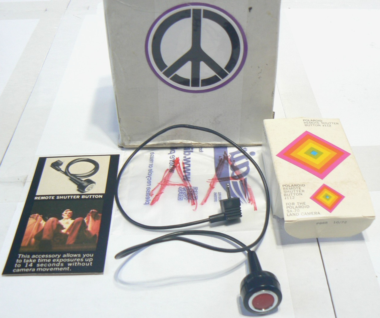 Polaroid Instant SX-70 Camera #112 Remote Shutter Button + Box & Add - TESTED AA