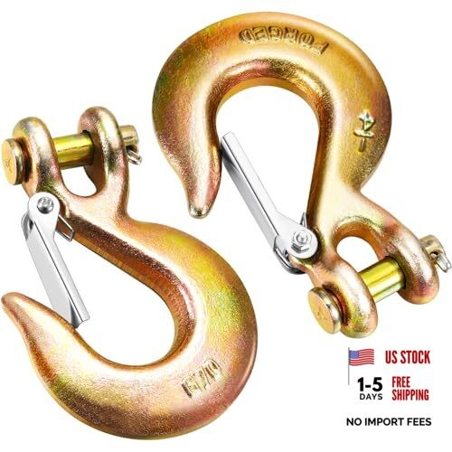2Pack 1/4 Clevis Slip Hook with Safety Latch, Heavy Duty Forged G70 1/4 Inch
