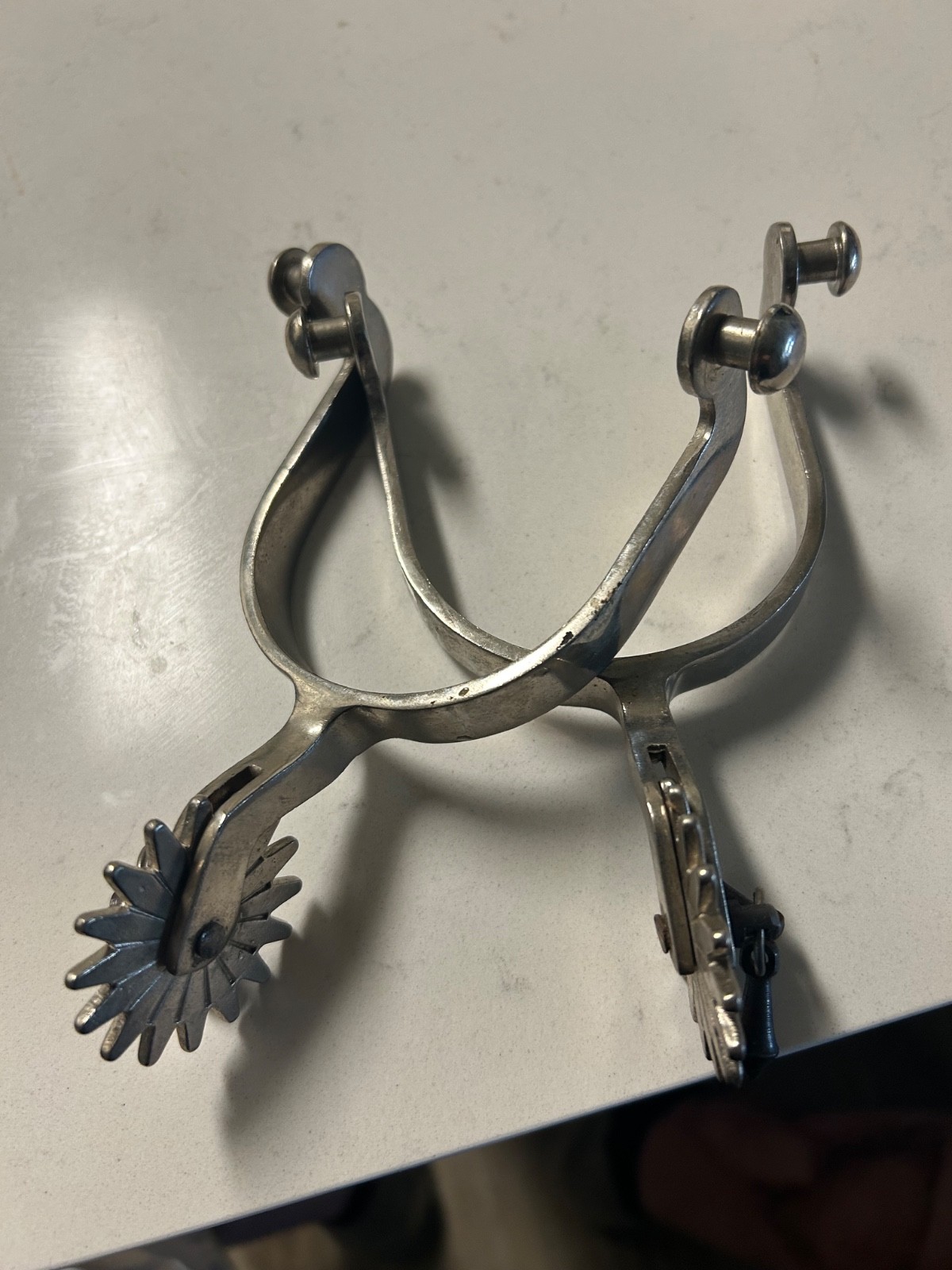 stainless steel spurs adult size never worn or used