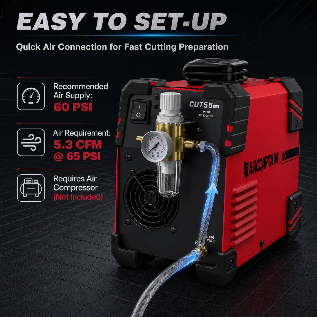ARCCAPTAIN 55A Plasma Cutter, Non-Touch Pilot Arc High-Frequency Plasma Cutting