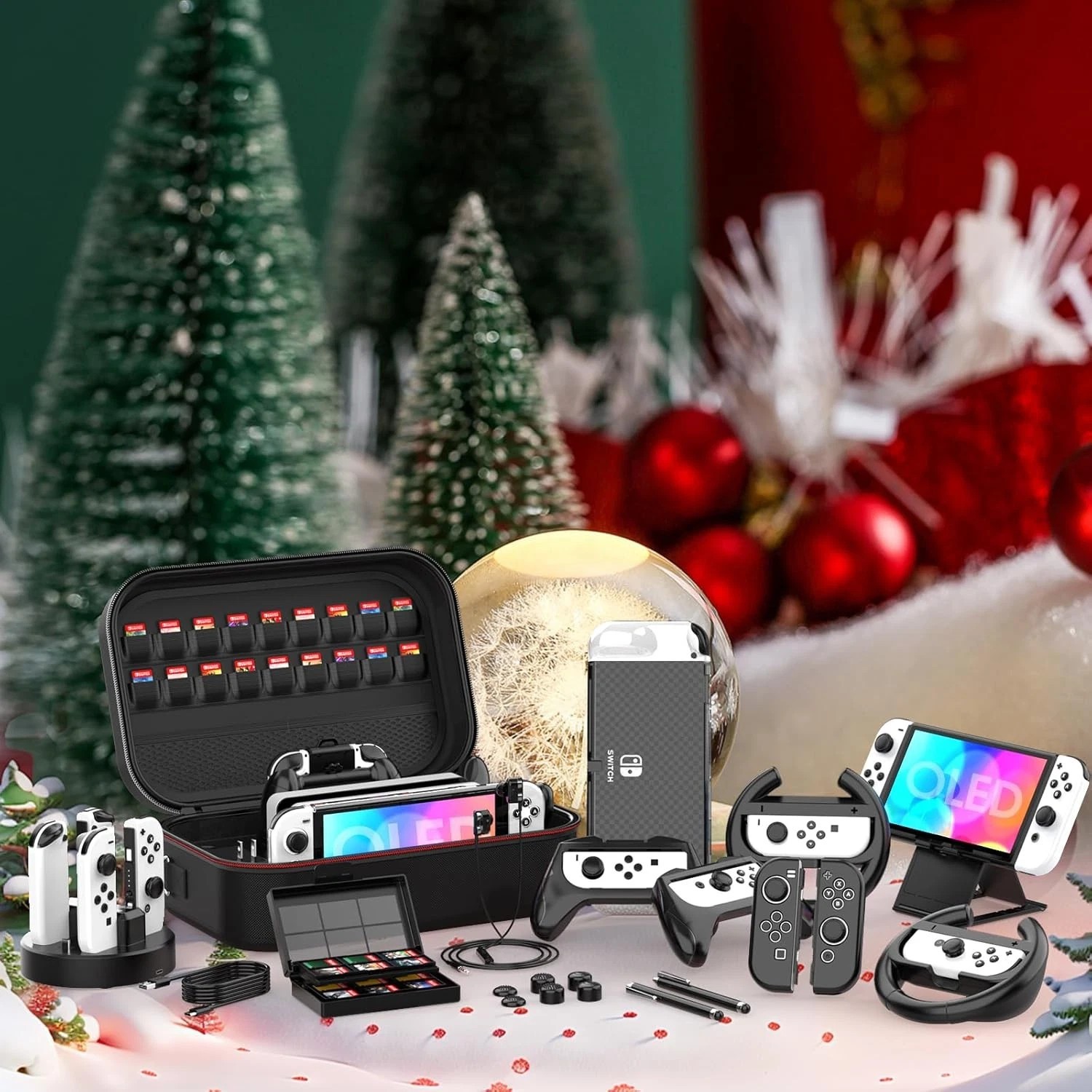 Nintendo Switch OLED Bundle: 28 Accessories with Dockable Case & Carrying Case