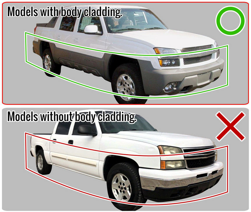 2002-2006 Avalanche Rocker Panel Dogleg Sections For Model With Cladding 4pc SET