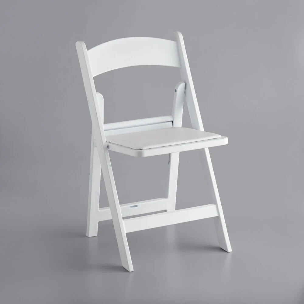 4 PACK 300Lbs Capacity White Resin Folding Chair with Black Vinyl Padded Seat