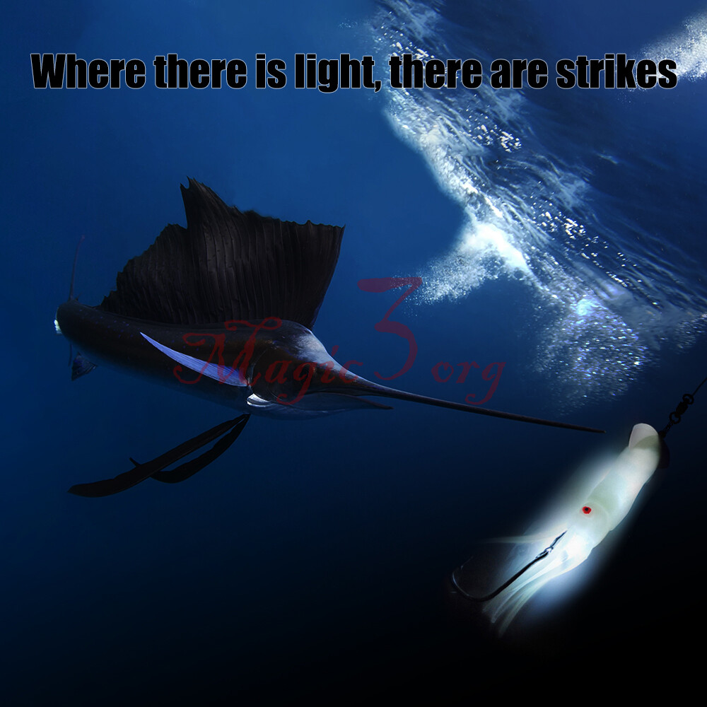 Saltwater LED Fishing Lures Lighted Squid Baits Deep Drop Lights Tuna Lead