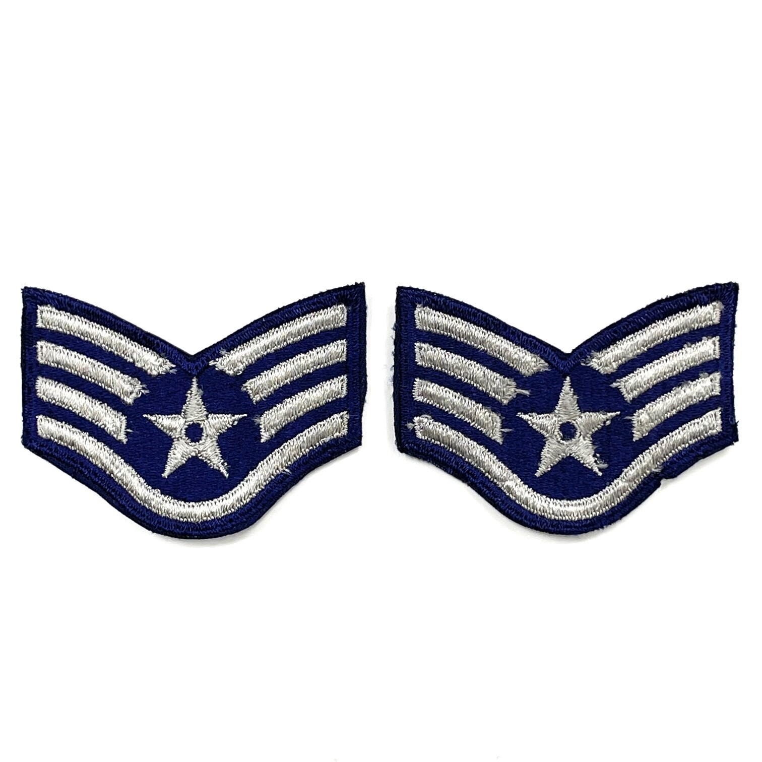 Vintage U.S. Air Force USAF Staff Sgt. Cut Edge Rank Chevrons Patches - Small 3"