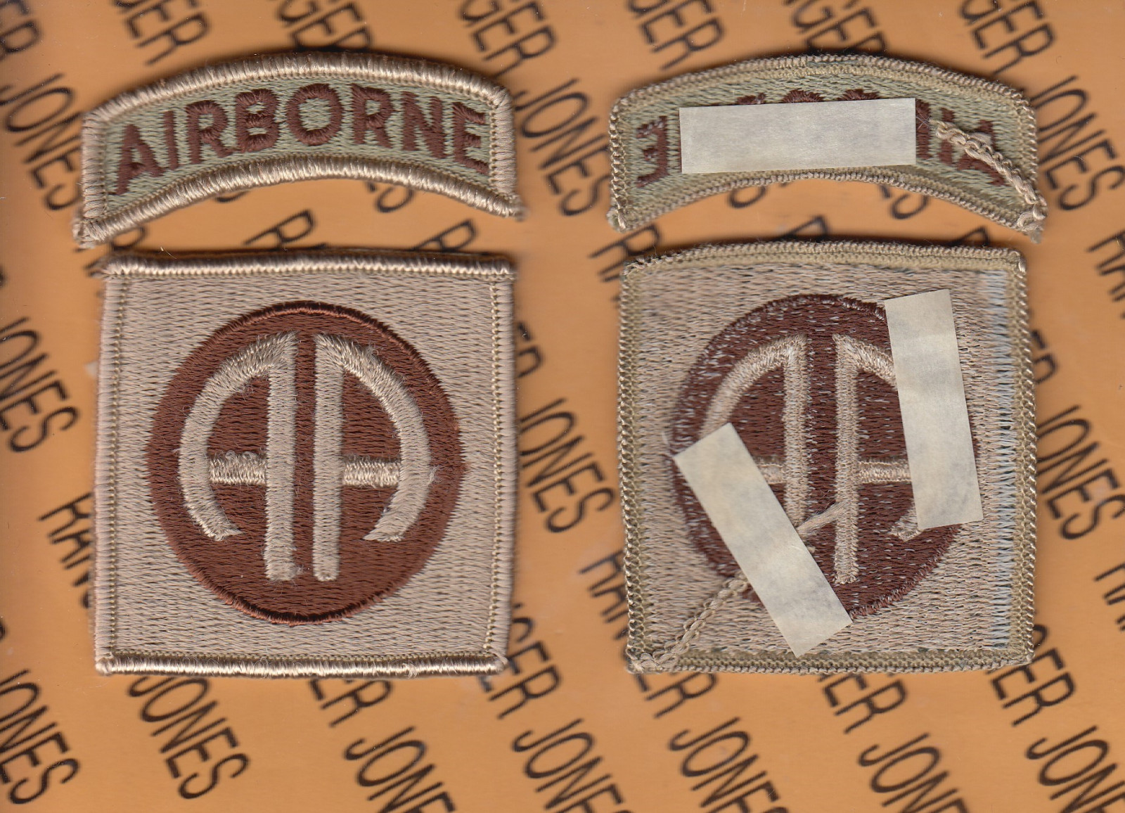 82nd Airborne Division Desert DCU 3.25" uniform patch tab set m/e