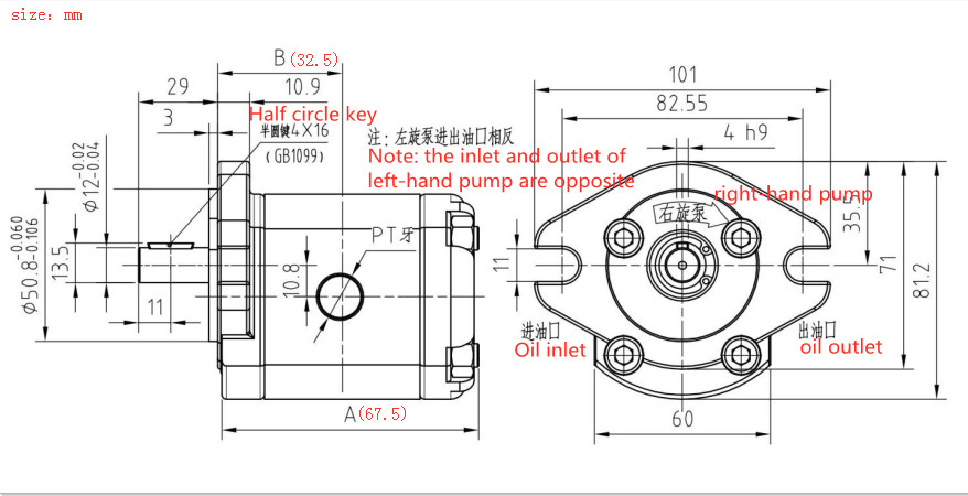 Hydraulic Gear Pump Flat Keyed Shaft SAE Flange Mounting Mini High Pressure