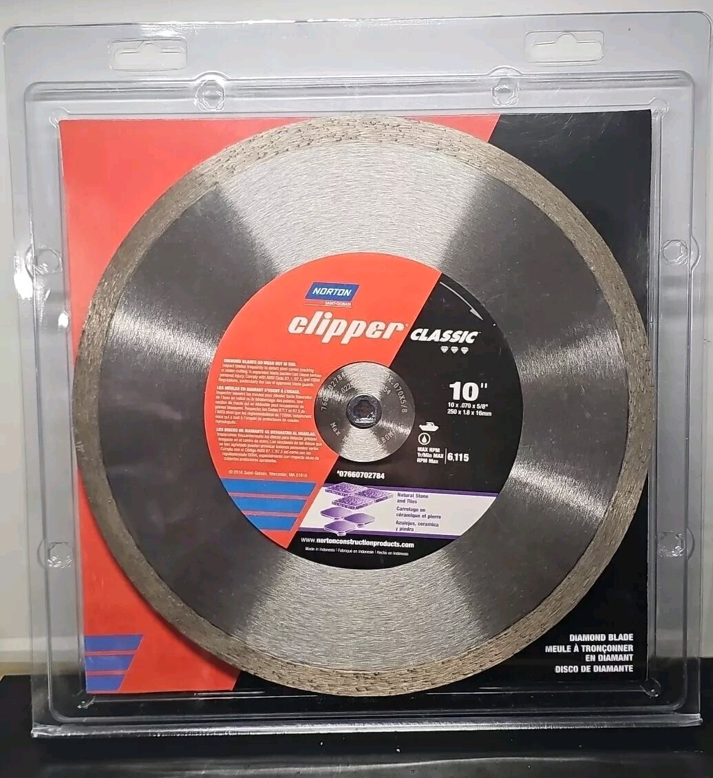 Norton 10 x 0.070 x 5/8" Clipper Classic Diamond Stone & Tile Blade Wet Saw