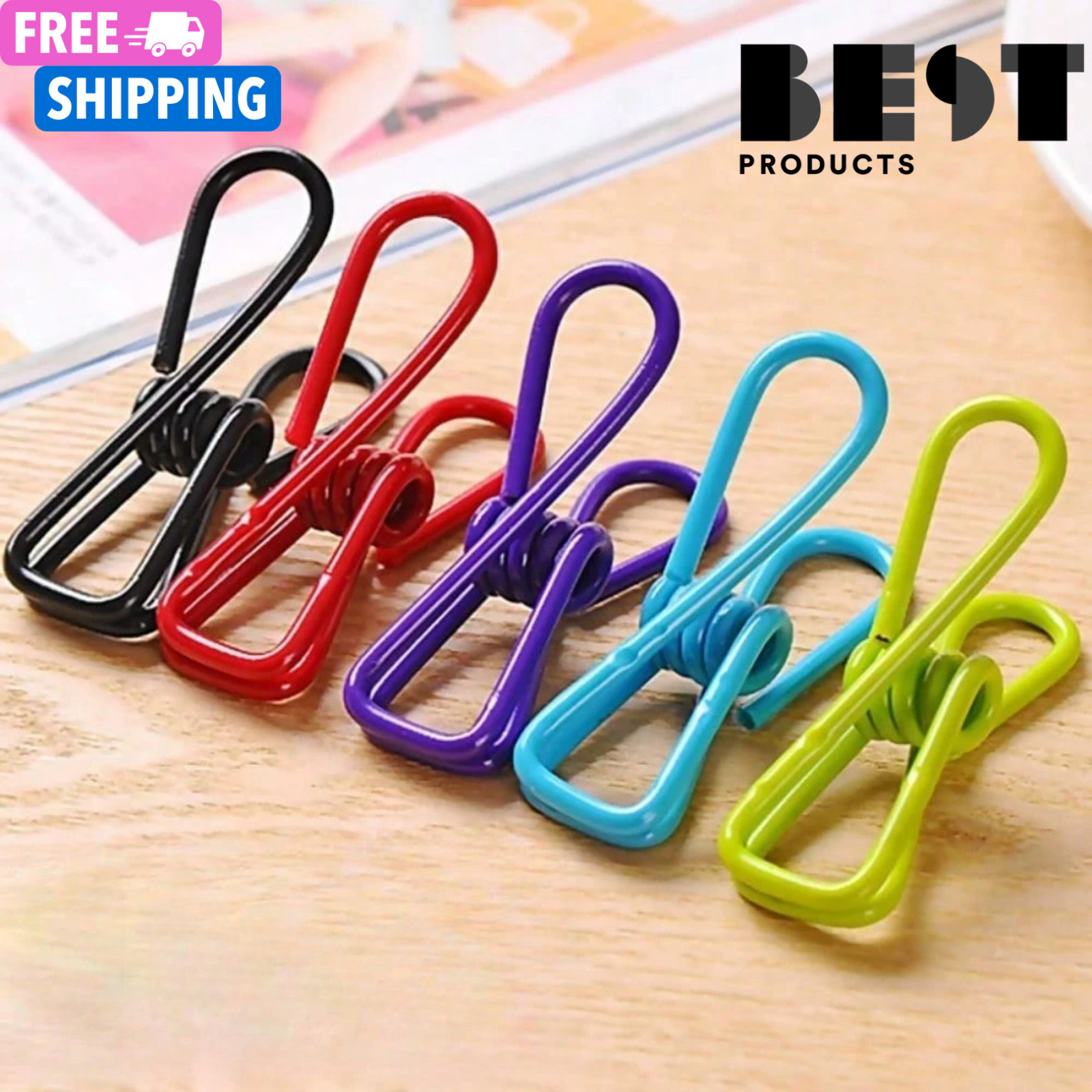 Chip Clips Bag Sealer PVC Coated Steel Metal Clothespins Food Storage Paper 2 Pc