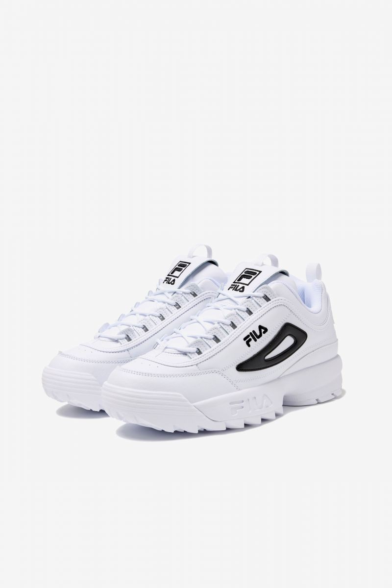 FILA Men's Disruptor Premium White/White/Black - 1XM02332-112, White/White/Black