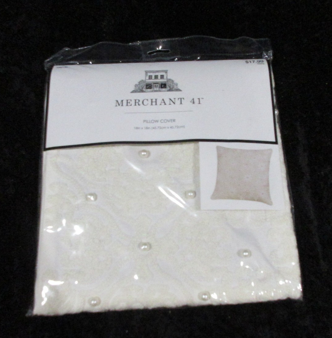 New Merchant 41 Pillowcase 18"x18" White with Faux Pearl 2016
