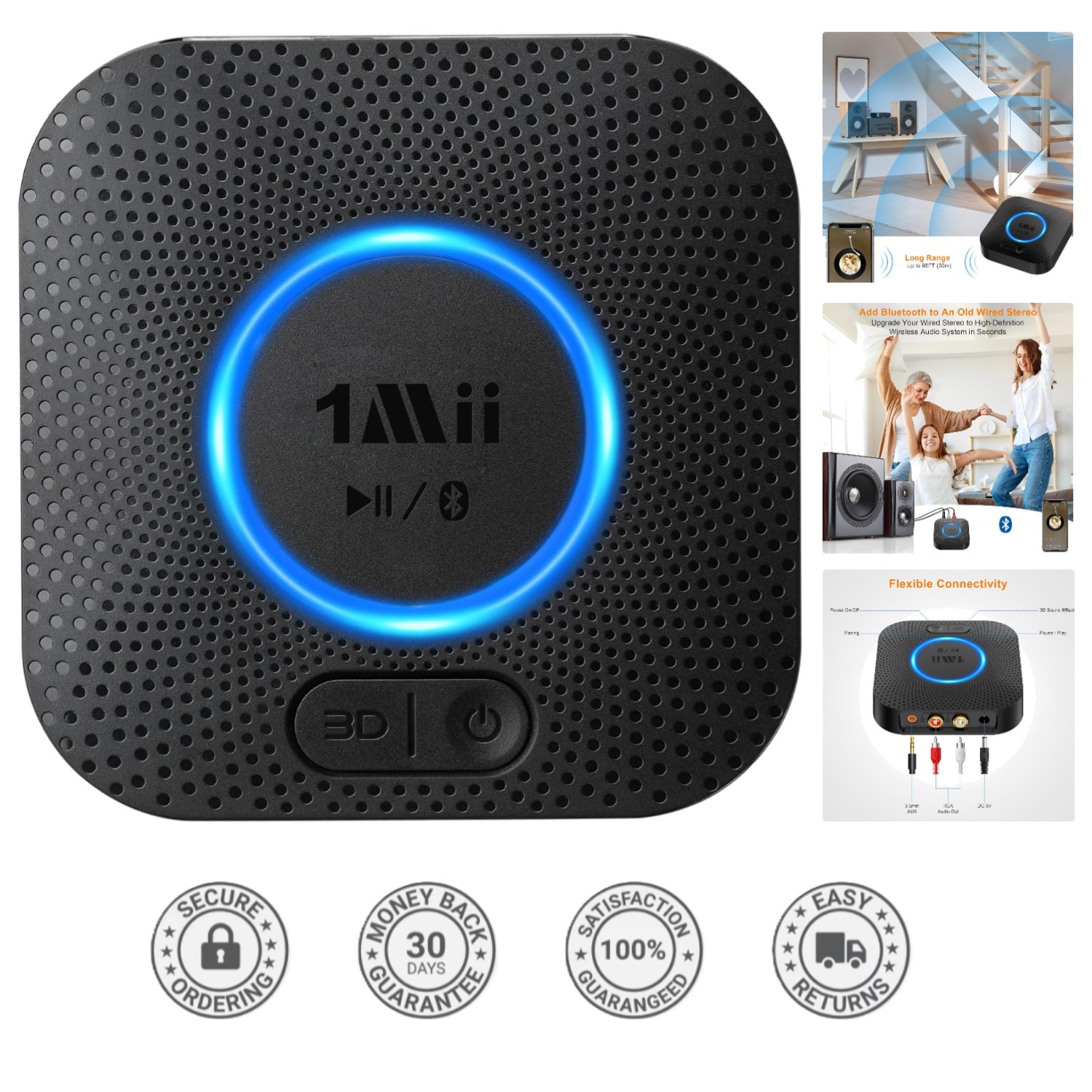 Hi-Fi Wireless Audio Adapter - 3D Surround Bluetooth Receiver, Alexa Compatible