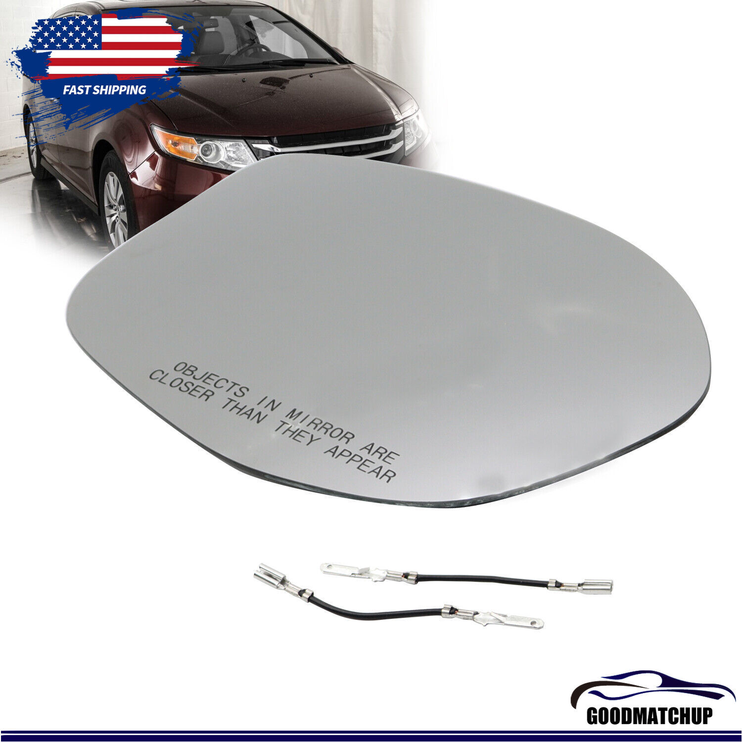 Heated Mirror Glass With Backing Fit for 2014-2017 Honda Odyssey Passenger Side