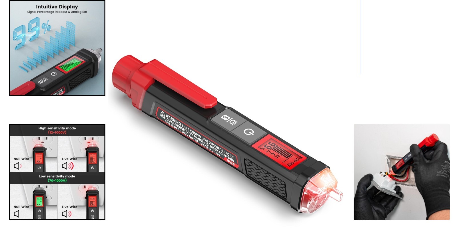 Portable Voltage Tester with Automatic Sensitivity & High Voltage Alerts