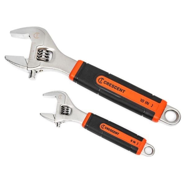 6 In. and 10 In. Cushion Grip Adjustable Wrench Set (2-Piece)