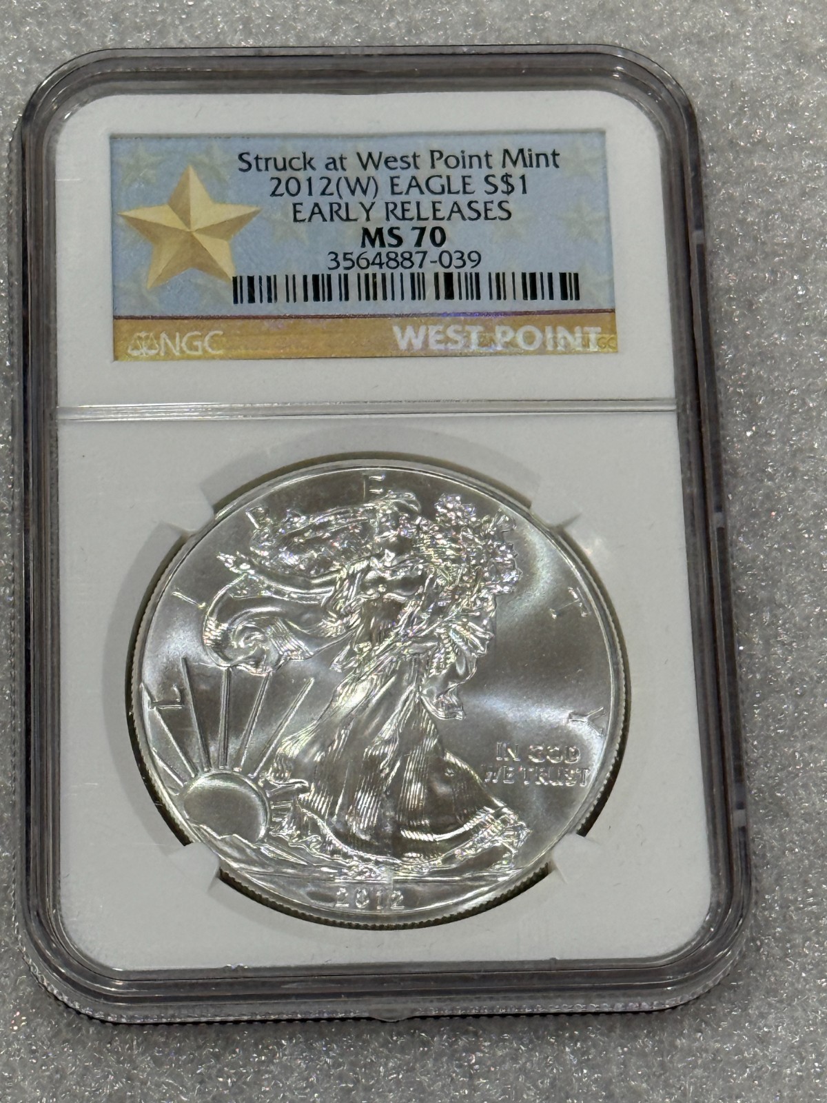 2012 (W) Silver Eagle NGC MS 70 ~ Struck @ West Point Mint Star Label (039)