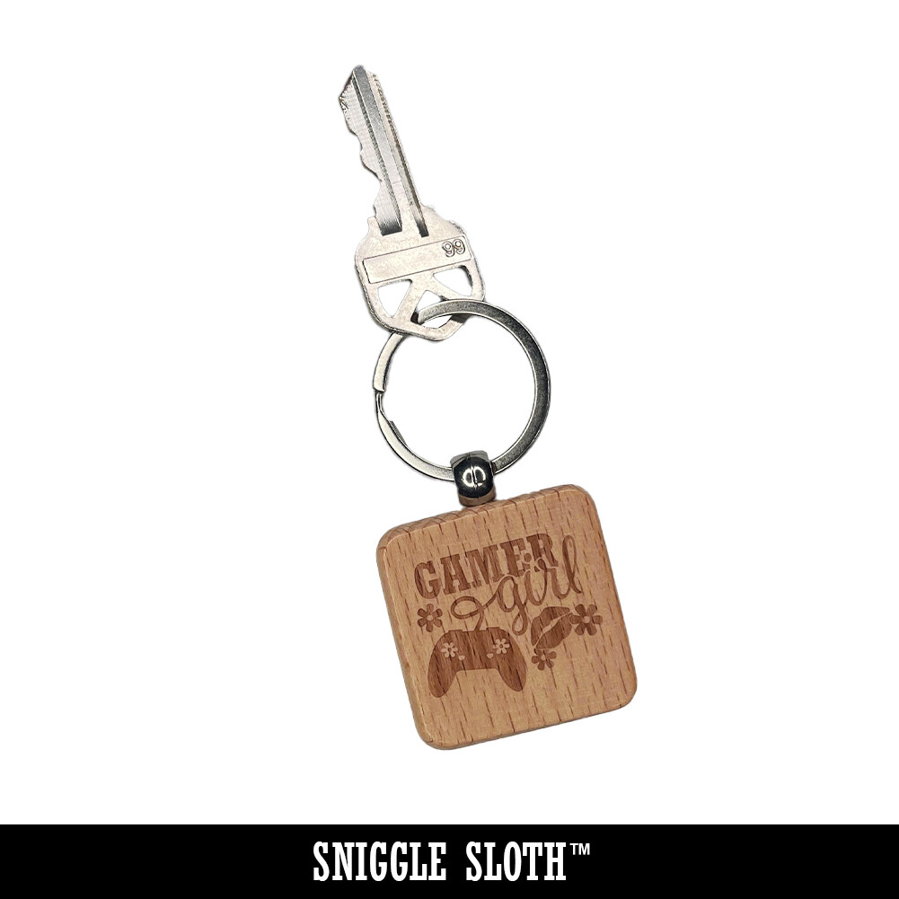 Caution Cat Knocks Things Over Engraved Wood Square Keychain Tag Charm