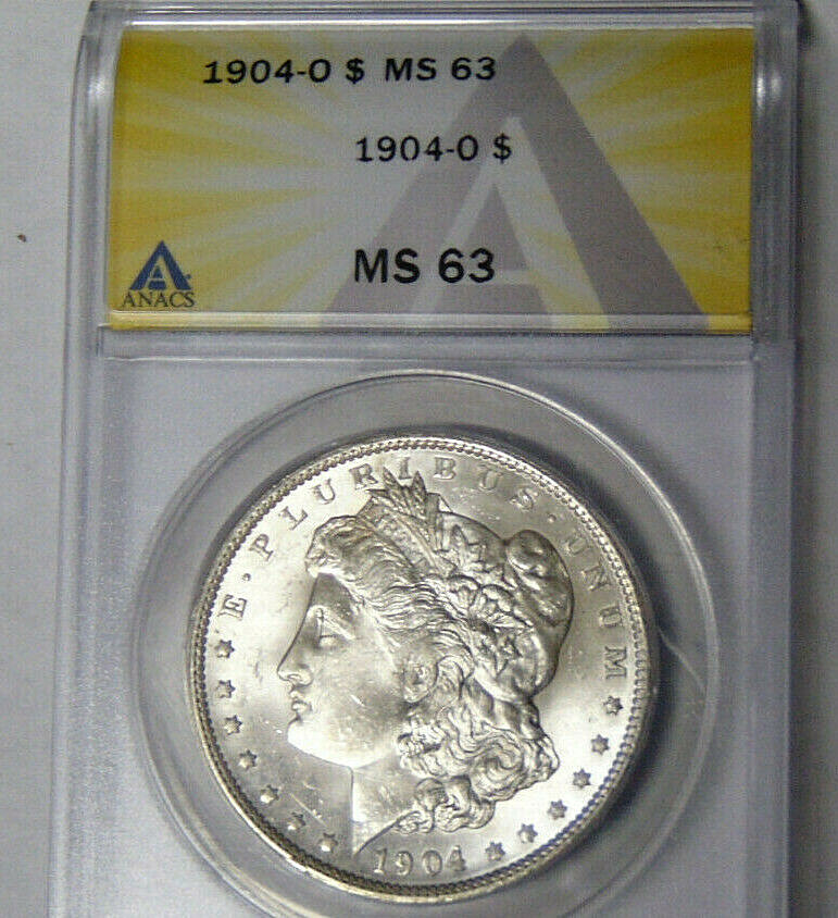 ANACS MS63 1904-O Morgan Silver Dollar New Orleans Mint #7210688