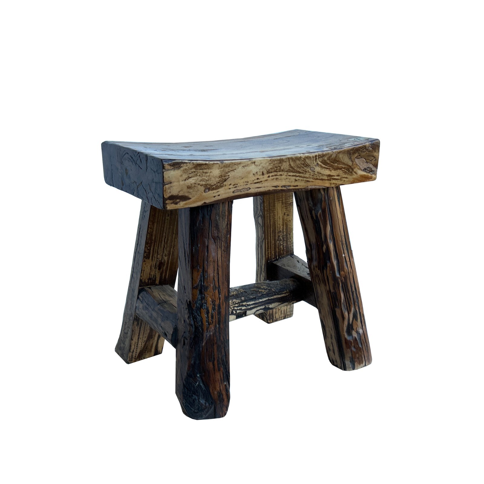 Rustic Raw Rough Wood Grain Rectangle Slim Stool Bench Side Table JK328 #9
