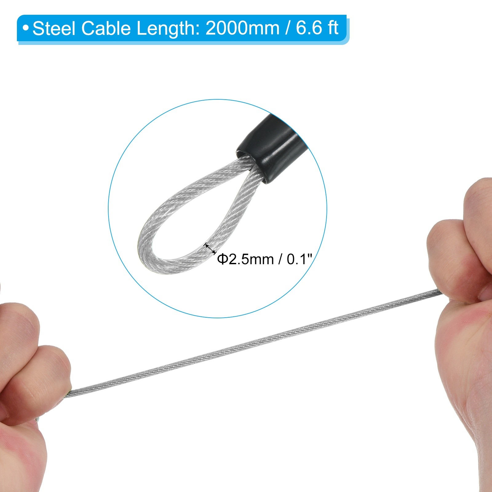 1Set 3Digit Combination Padlock Steel Security Cable 6.6ft Lock Clear