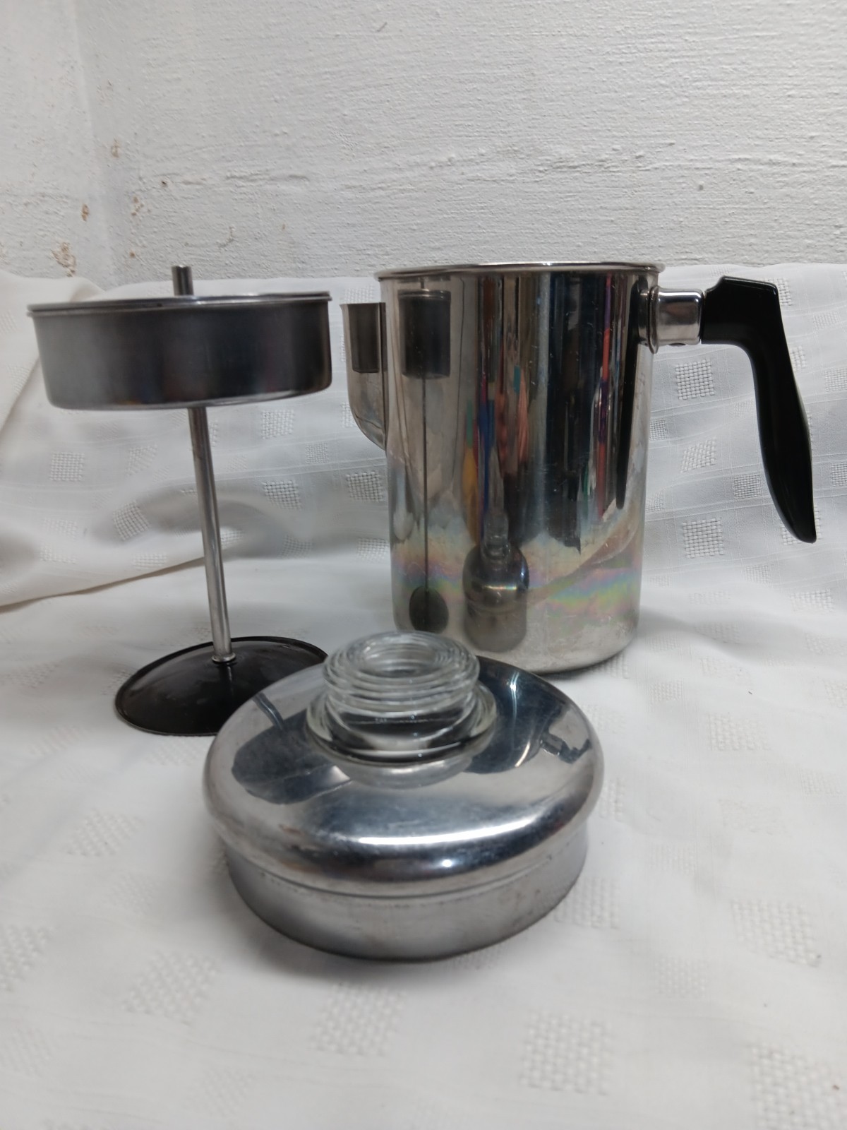 Vintage Flint Stove Top Percolator Coffee Pot  8 Cup Campfire Camping Cookware
