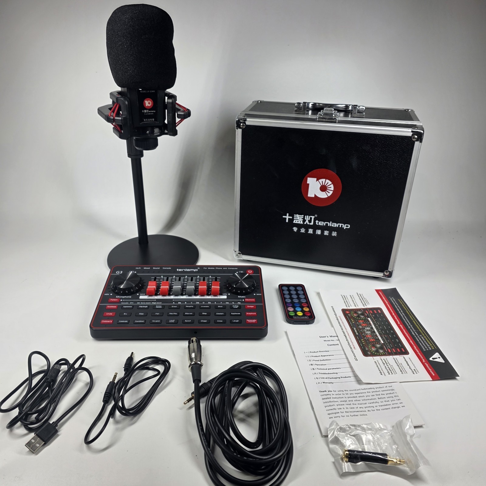 tenlamp Audio Mixer Kit, G3 Live Sound Card & Studio Recording Microphone, Audio