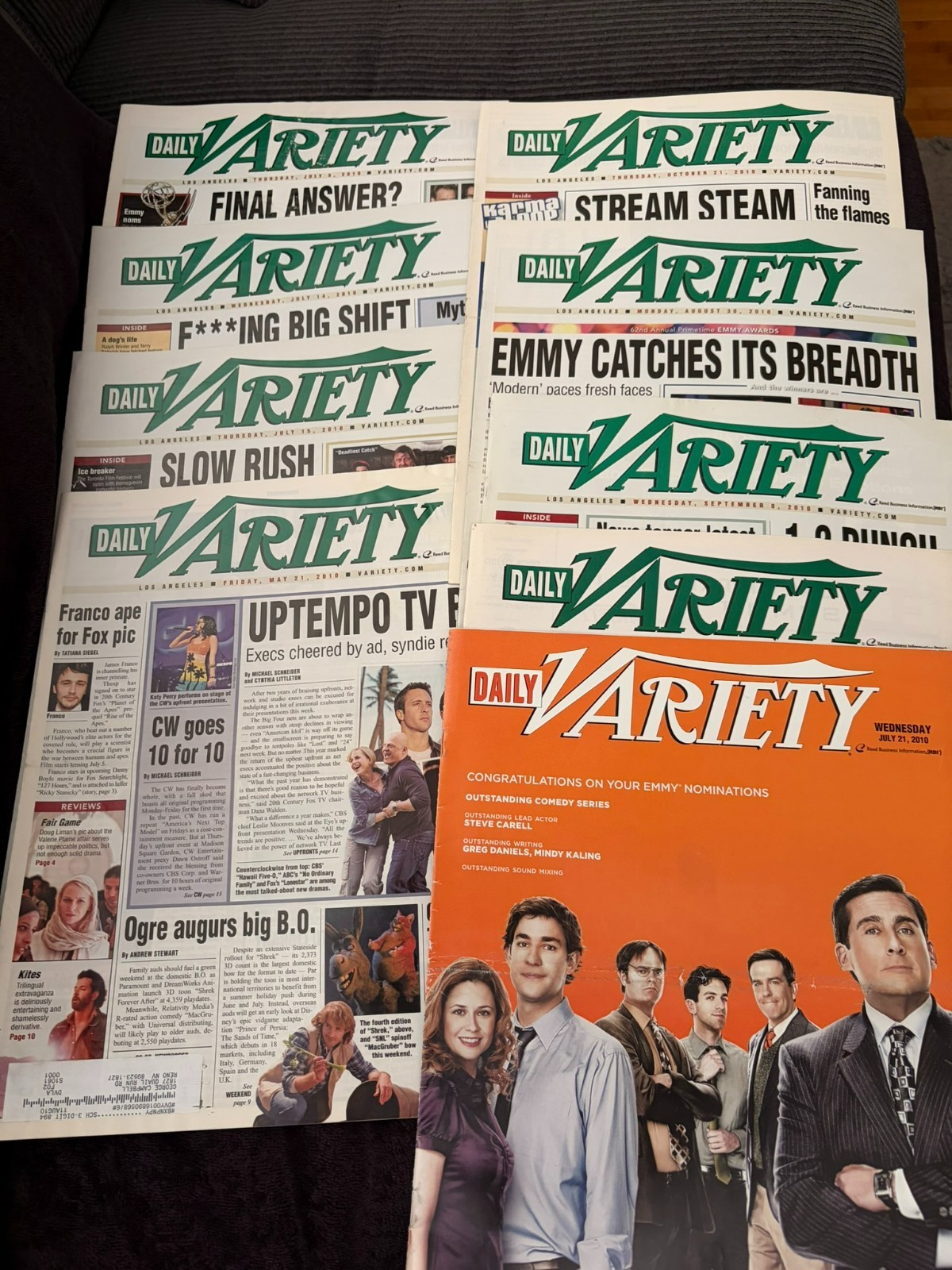 VARIETY MAGAZINE 2010 lot of 9, Emmy Awards, Iron Man, Deadliest Catch Toy Story