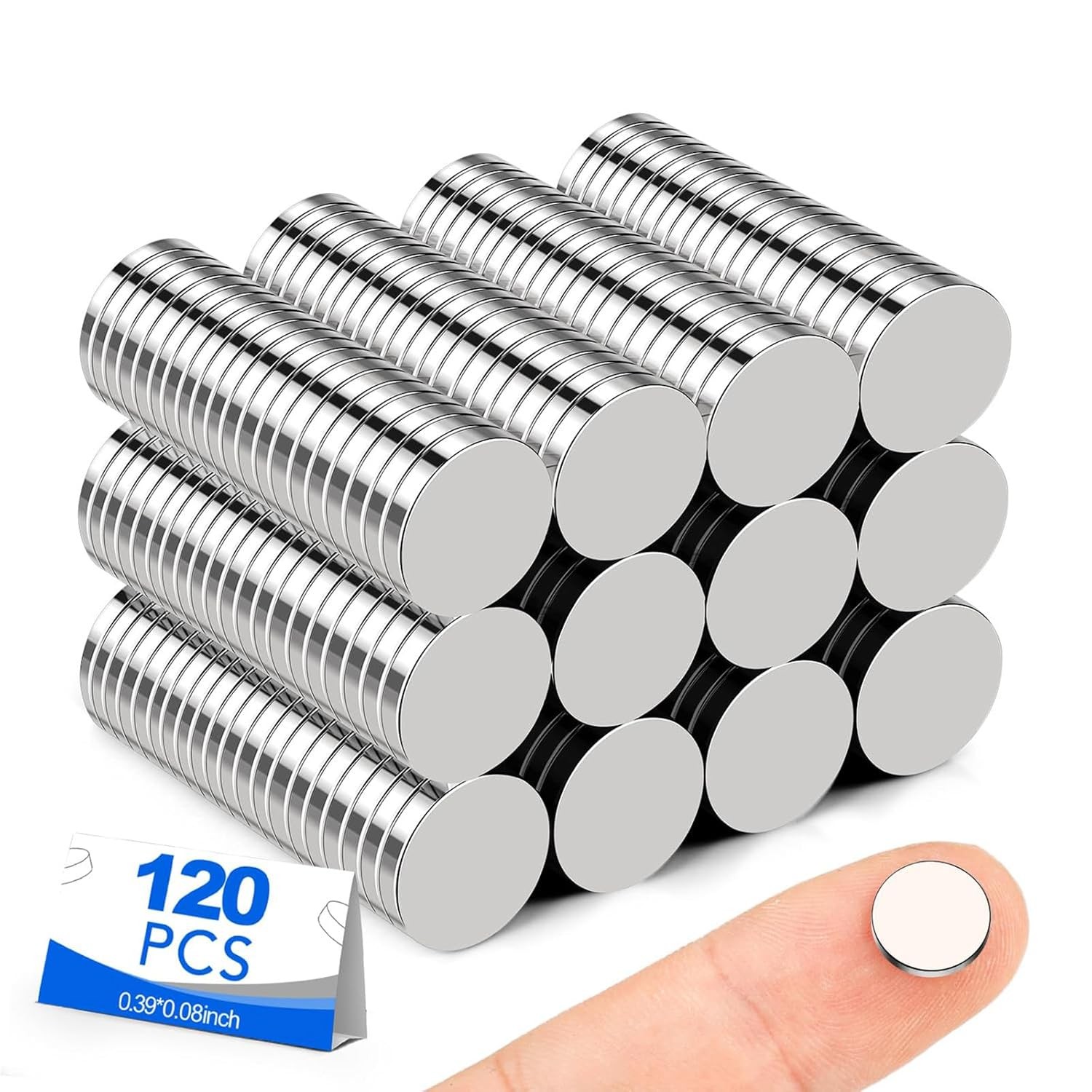 Small Magnets, 120 Pack Refrigerator Magnet 10x2mm Rare Earth Magnets Neodymium