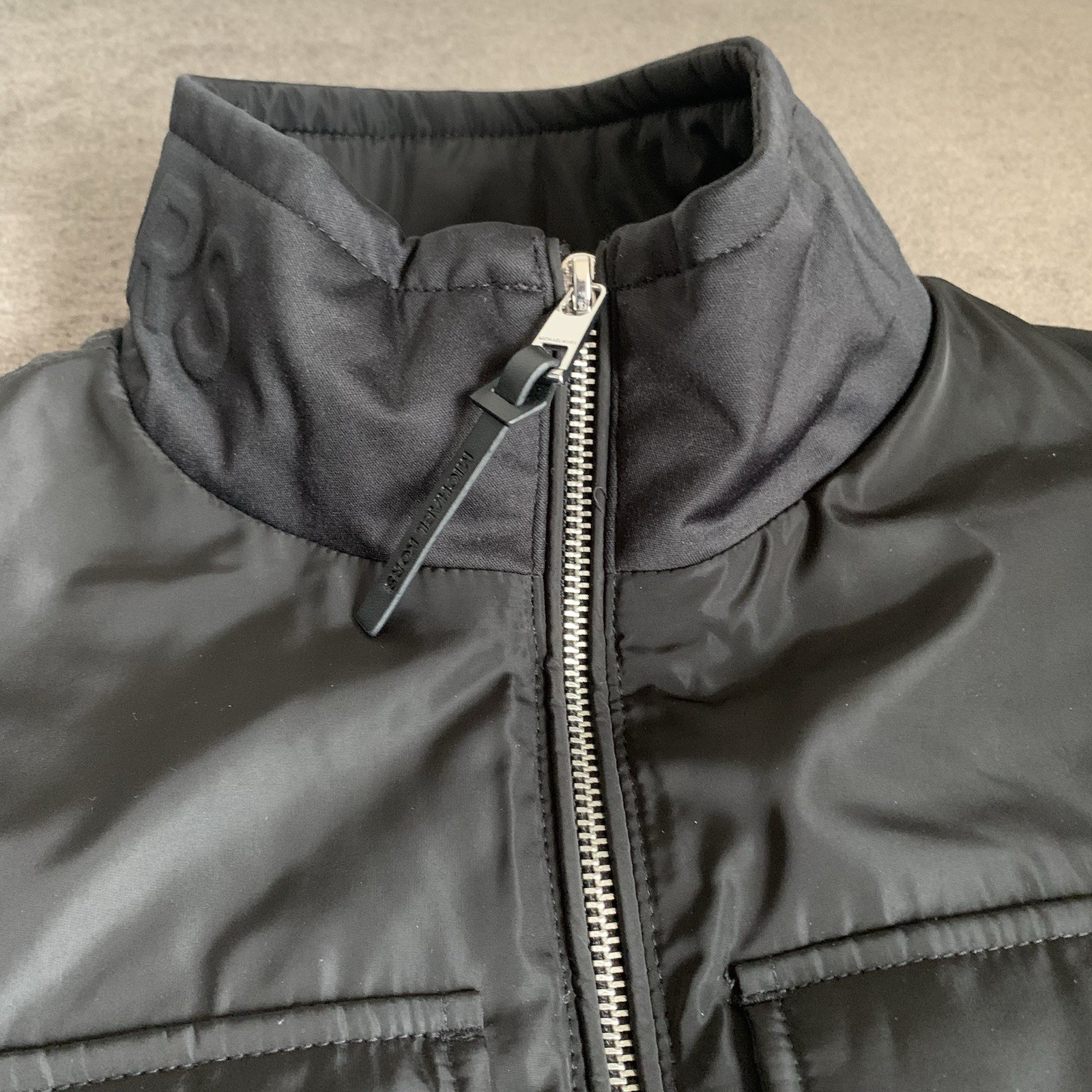Michael Kors Men's Small Jacket Black Stand Collar Full Zip Front Pockets