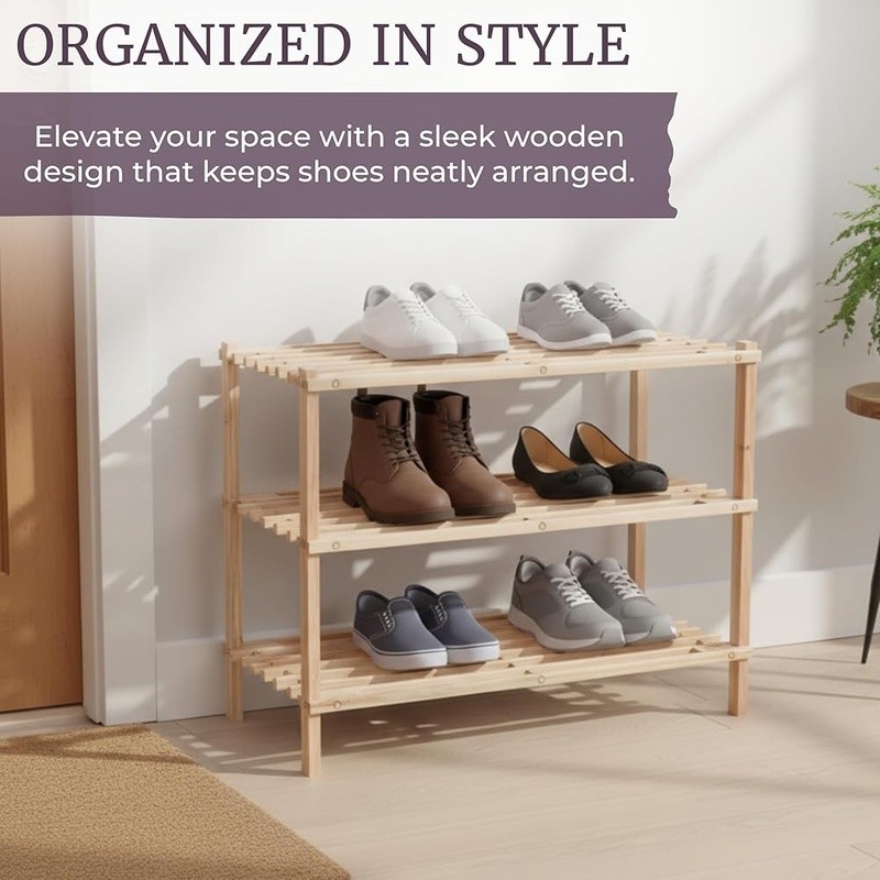3 Tier Shoe Rack Organizer Durable Space Saving Storage Sneakers Boots New