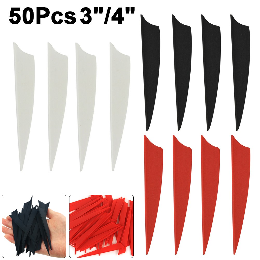 50Pcs 3inch / 4inch Archery Arrows Vanes TPU Fletches Shield Fletching Bow DIY