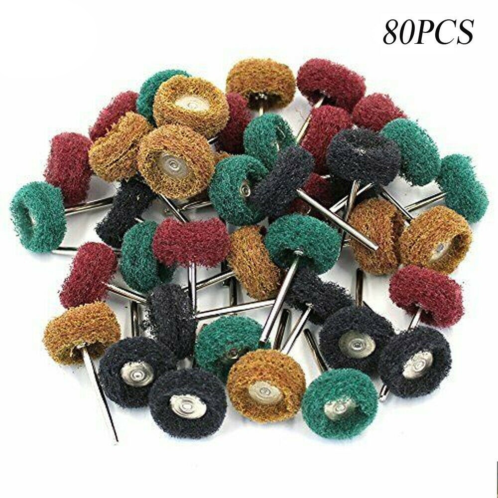 80Pcs Mini Abrasive Buff Wheel Grinding Polishing Shank Craft Bits Rotary Tool r