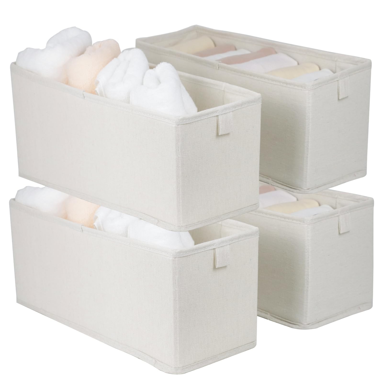 4 Pack Narrow Fabric Storage Bin Foldable Basket Shelf Closet Organizer
