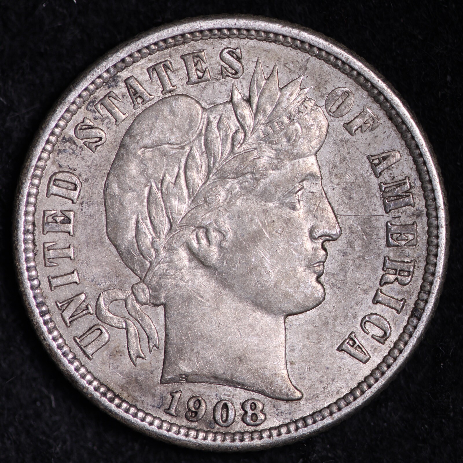 1908-D Barber Dime CHOICE AU+/UNC FREE SHIPPING E861 YHZ