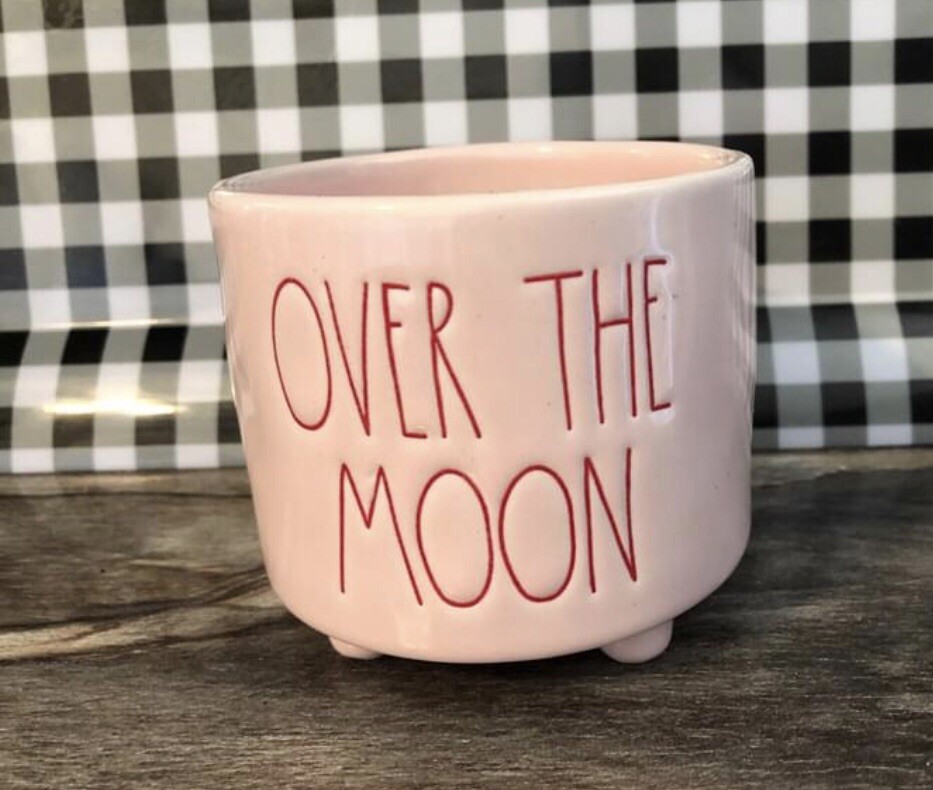 Rae Dunn Pink OVER THE MOON Ceramic Footed 3.5” Succulent Planter Free Shipping
