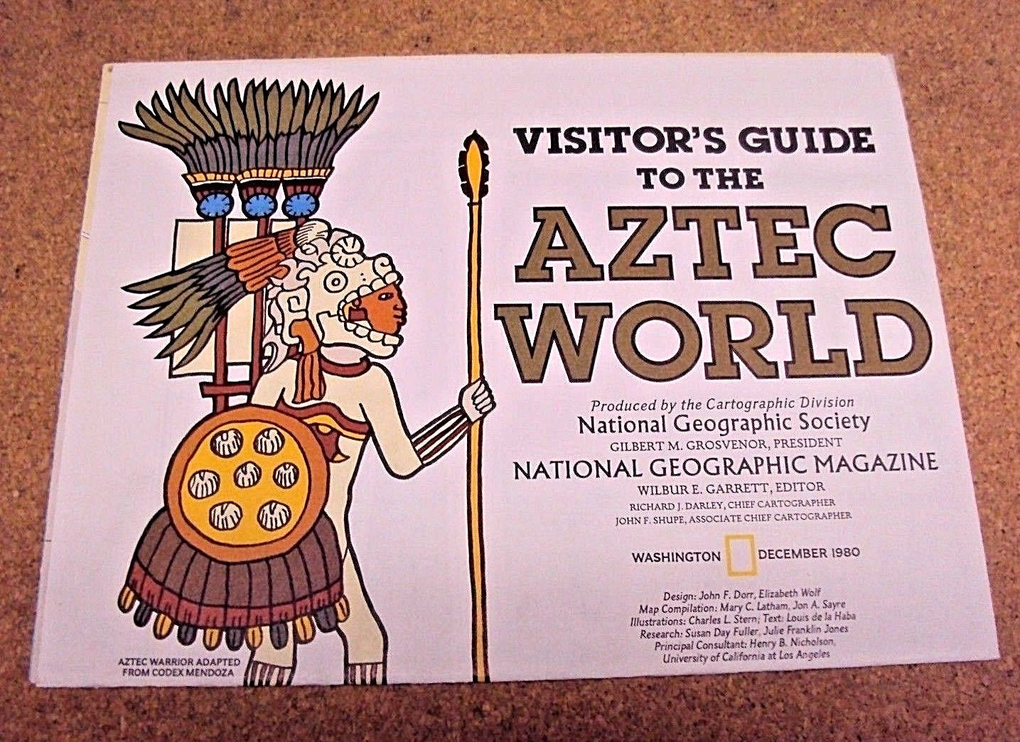National Geographic December 1980 Map Poster Visitor's Guide To The AZTEC WORLD