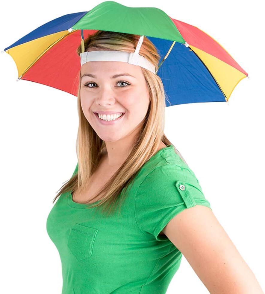 RAINBOW Outdoor UMBRELLA HAT Rain Sun Shade Sports Beach Fishing Hands Free