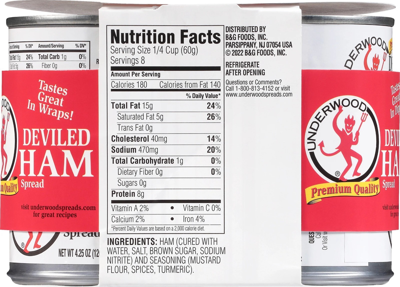 Underwood Deviled Ham Spread, 4.25 oz, 4 Count Cans
