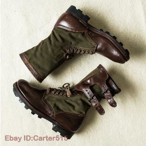 Mens Fashion Two Tone Monk Strap Lace Up Retro Style Combat Boots Shoes Daf