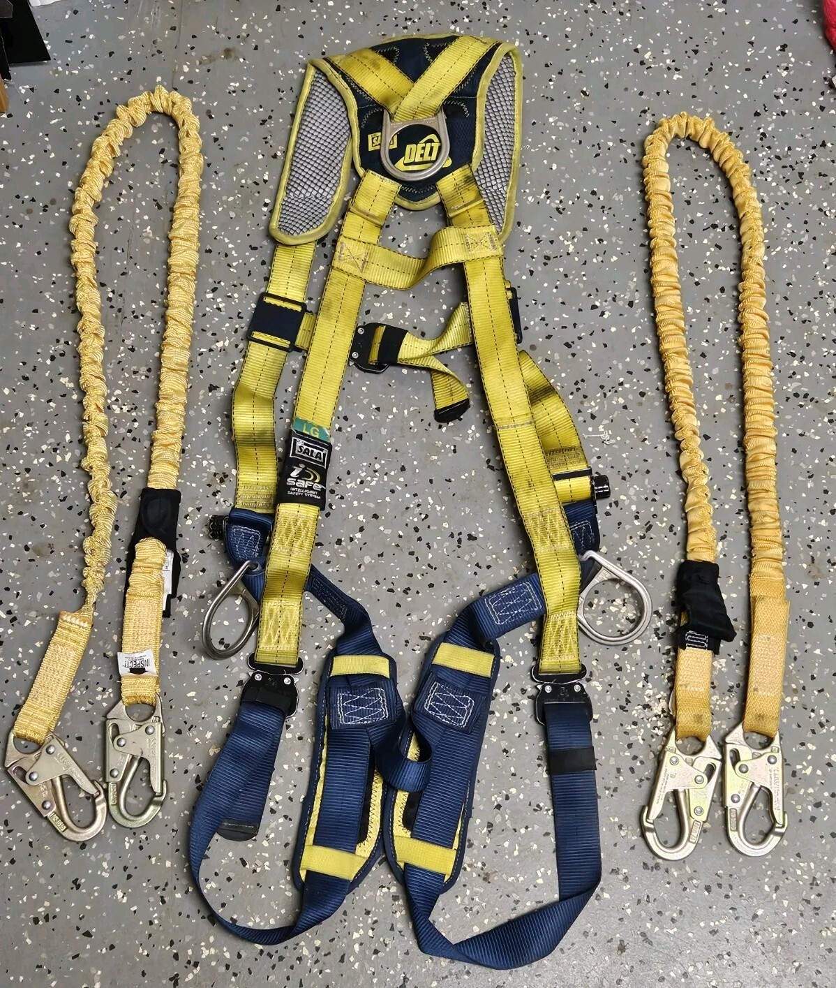 3M DBI-SALA Delta Comfort Vest-Style Climbing Harness LG & 2 Werner 6ft Lanyards