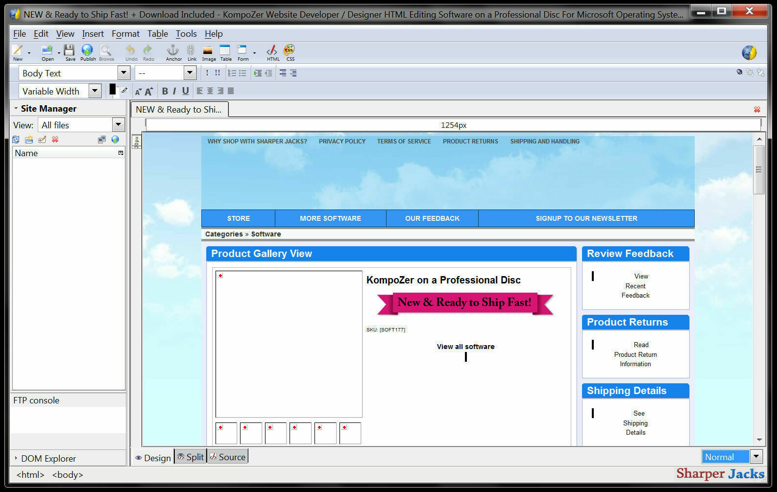 NEW & Fast Ship! KompoZer Website Developer / Designer HTML Editing Software PC