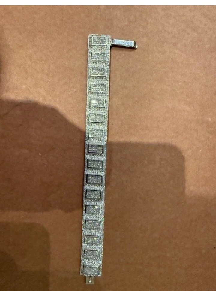 925 Sterling silver 8 inches Length  bracelet 1 inch Cubic zirconia &1/2 "