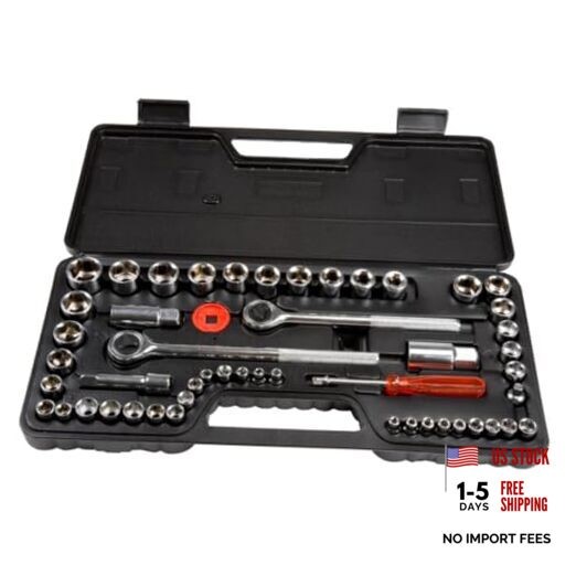 52-Piece Drive Socket Set - 1/4, 3/8 and 1/2 Sockets - SAE and Metric Tools